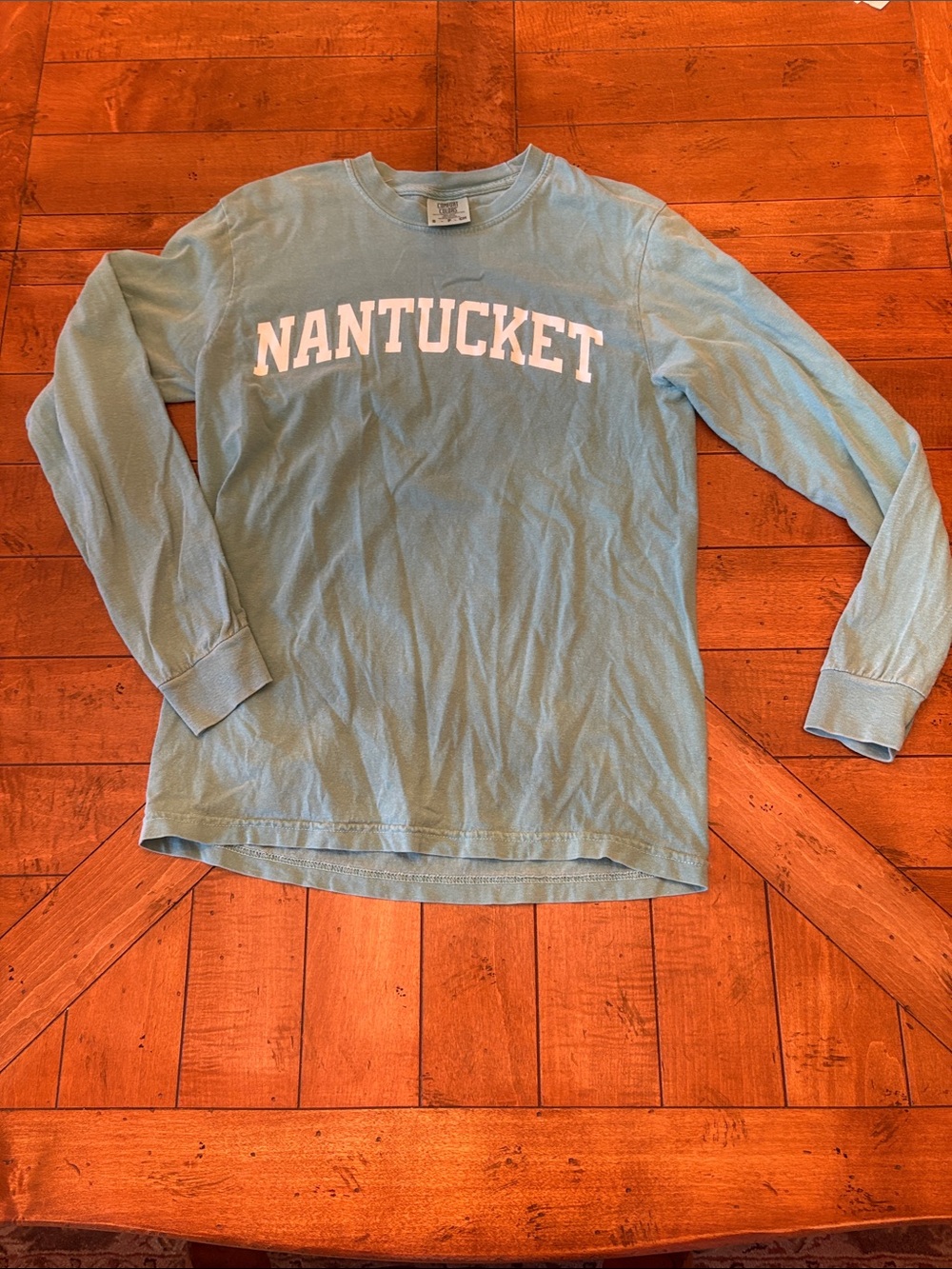 Nantucket Light Teal Blue Long-Sleeve Crewneck Shirt